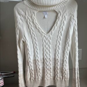 Soho Ivory Cable Knit Turtleneck Sweater